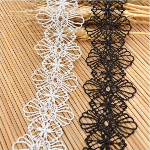 4CM Wide Luxury White Black Cotton Embroidered Lace Fabric Collar Neckline Fringe Trim Dress Guipure Apparel DIY Sewing Supplies