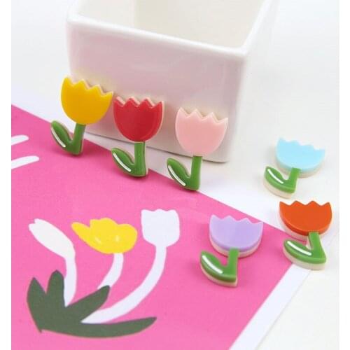 6pcs 2020 New Design Fashion Japanese Tulip Resinpatch Earrings for Women Flowerpendant Hair Accessories Diy Handmade Jewelry