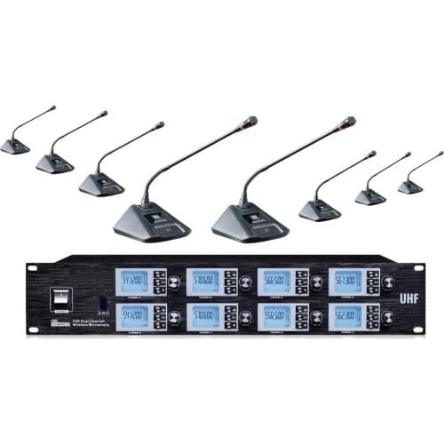 8X100 Channel UHF Wireless Conference Microphone System Cordless Business Conference Meeting Microphone mic System 8 Table Mics