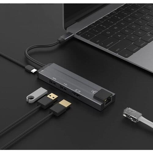 AIXXCO USB Type C to HDMI HUB RJ45 Thunderbolt 3 Adapter for MacBook Samsung Dex Galaxy S10/S9 USB-C Converter Thunderbolt HDMI