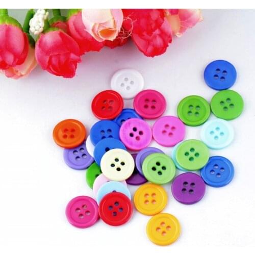 Free Shipping 80Pcs plastic Round 4 Holes Buttons Mixed Painted Design Decoration Clothing Accessories Sewing Buttons 15mm