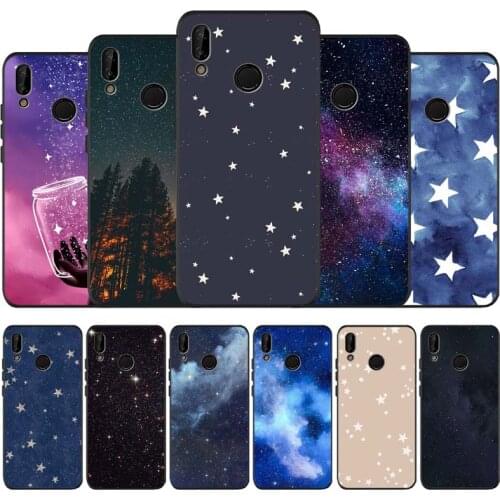 Stars in the night sky black soft Phone Case for huawei P40 P30 P20 Pro lite P9 Lite Psmart 2019 Y6 Y9 Prime mate40 30 20 cover