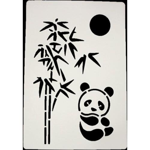 DIY Scrapbooking Panda Bamboo Template Baking Kitchen Decorating Cake Stencil Spray Flowers Hellow Template Embossing Folders