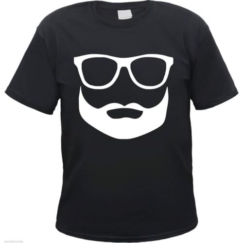 Nerd T-Shirt - Beard and Glasses - Black/White - S to 3XL - Moustache