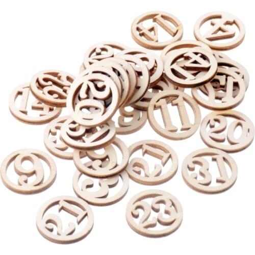 Best Quality 100Pcs Number Flatback Wood Craft Decoration Promotions Scrapbooking Embellishments Mixed Styles Pendants