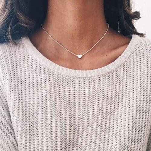 Minimalism heart necklaces & pendants stainless steel chokers necklaces for women kids sister jewelry bff best friend gifts