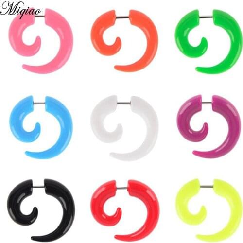Miqiao 2 Pcs 4mm-8mm Acrylic Fake Snail Ear Expander Asymmetrical Shaped Earrings Ear Piercing Jewelry