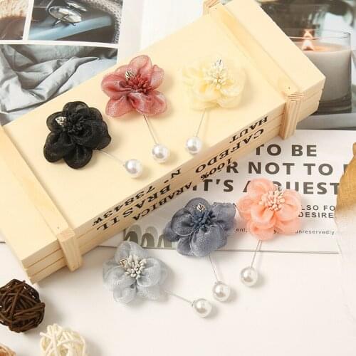 Fashion Shimmer Floral Hijab Pins Pearl Pin Scarf Brooches Women Accessories Mix Color 6 Pcs/lot