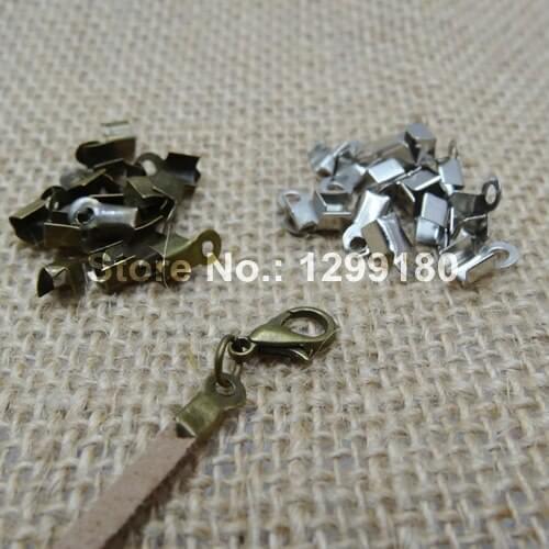 500pcs/lot Fashion Iron Cord End Caps Ribbon Cord Clips for Necklace Bracelet Connectors Clasp,DIY Accessories 4x8mm (K01154)