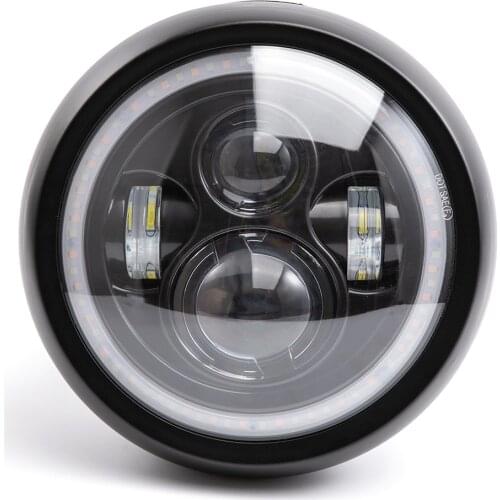 Motorcycle Headlight Black Metal LED High Low Beam Headlamp DOT For CG125 GN125 CB CL Yamaha Suzuki Cafe Racer Bobber Custom