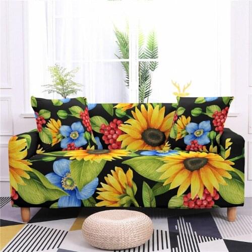 Soft Sanding Stretch Sectional Sofa Cover 3D Floral Digital Print All-inclusive Couch Cover Anti-slip Slipcovers for Living Room