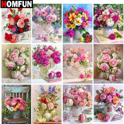 HOMFUN Full Square/Round Drill 5D DIY Diamond Painting "Bouquet scene" Embroidery Cross Stitch 5D Home Decor Gift