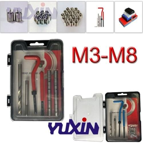 M3-M8 Car Pro Coil Drill Tool Metric Thread Repair Insert Kits Helicoil Car Repair Tools Coarse Crowbar Screw Tooth Repair Kit