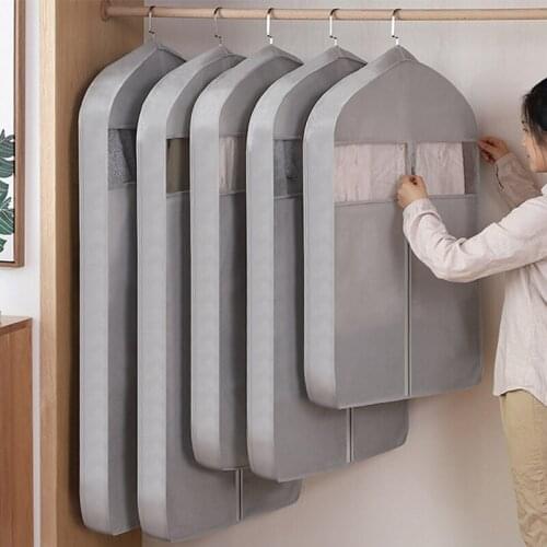 Non Woven Clothing Dust Covers Suit Bag Garment Dress Protector Dust Cover Hanging Pouch Case Organizer Wardrobe Storage Bag