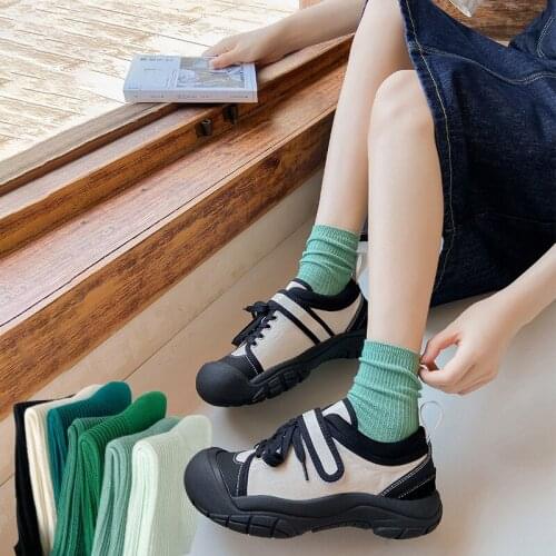 Fashion street style slouch green socks cute frilly sokken harajuku women cotton skarpetki damskie designer kawaii woman meias