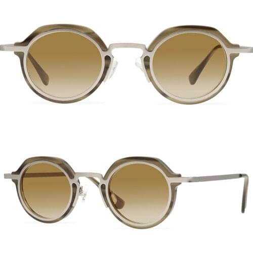 New Punk Retro Style Round Sunglasses Color Gradient Lens Simple Black Sunglasses