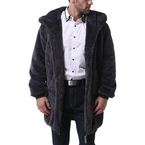 Mid-length Style Over Coat Thick Warm Plush Coat for Fashionable Men Streetwear