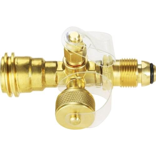 4 Port Propane Tee Adapter Brass Converter for Motorhomes Tank RV Camping Fire Hookup Safety Nipple Valve Rubber Gasket Rver fit
