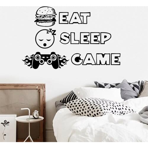 Eat Sleep Game decal gamer wall sticker controller sticker home decor video game decal game room decor Bedroom Wallpaper M200