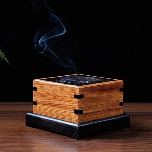 PINNY Ebony Wood Incense Burner Purple Openwork Censer Wood Burner Furnace Incense Burner Gifts And Crafts Home Decorations