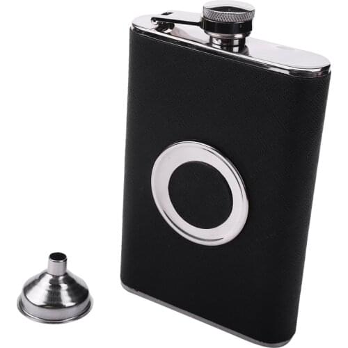 Stainless Steel 8 oz Hip Flask Built-in Collapsible 2 Oz Shot Glass Flask Funnel - Everything You Need to Pour Shots on the Go