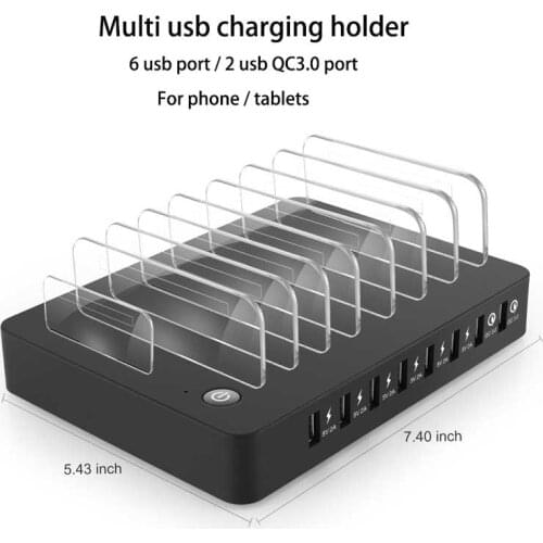 Multi usb charge stand for samasung iphone qc3.0 fast charging station for huawei xiaomi new quick usb charger eu us uk au plug