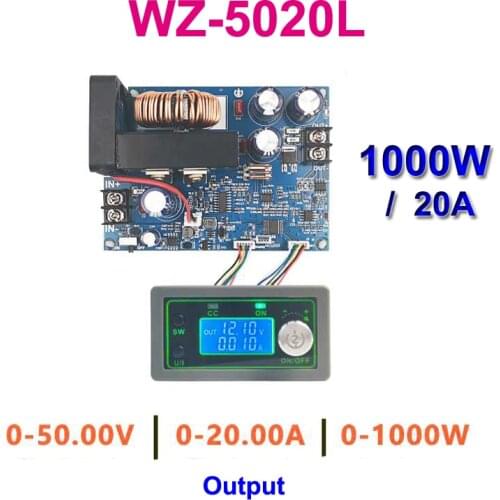 50V 20A 1000W DC/DC Buck Converter CC CV Step-Down Power Supply Module LCD Adjustable Voltage Regulated