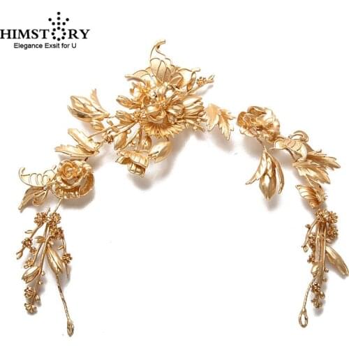 Golden Bridal Headbands Floral Butterfly Tiaras Wedding Headpiece Hair Accessories Women Hairbands Elegent Hair Ornament