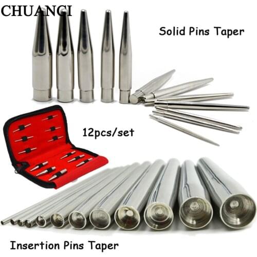 Professional Surgical Stainless Steel Concave Ear Taper Stretching Kit Solid Insertion Pins Expander Set Body Piercing Tool