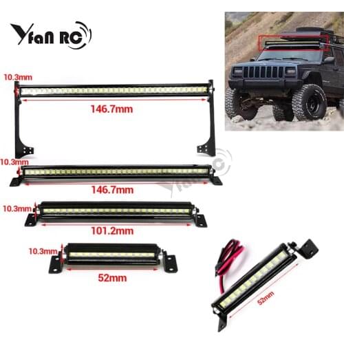 Rc telhado do carro conduziu a barra de luz para 1/10 rc rastreador axial scx10 90046 90060 scx24 jeep wrangler jk rubicon corpo