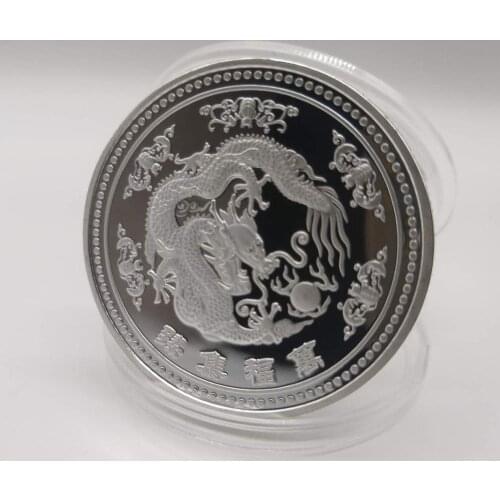 Chinese Dragon Silver Commemorative Coin Zodiac Animal Mascot Auspicious Lucky Souvenir New Year Gifts