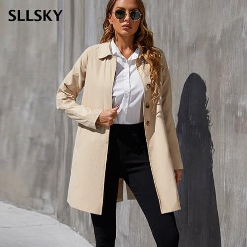 Женские длинные тренчи SLLSKY China At AliExpress