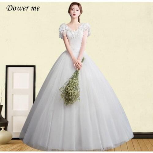 V-neck Wedding Dress GR696 Appliques Crystal Vestido De Novia Tassel Plus Size Wedding Gowns Elegant Long Wedding Dresses