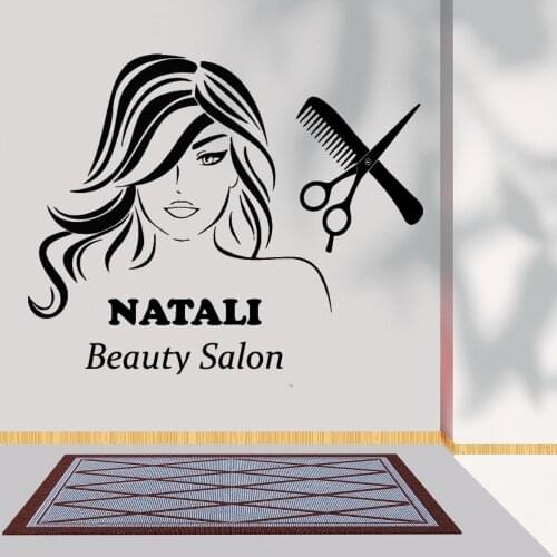 Customize Name Hair Salon Style Decal Wall Sticker Vinyl Art For Hair Salon Mural Decoration A001639