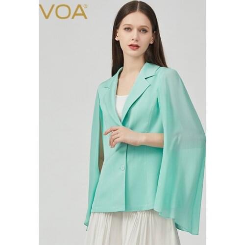 VOA 40m/m Double-sided Joe Heavy Silk Suit Collar Stitching George Qifei No Flying Sleeves Two-button Slim Shawl Jacket WE129