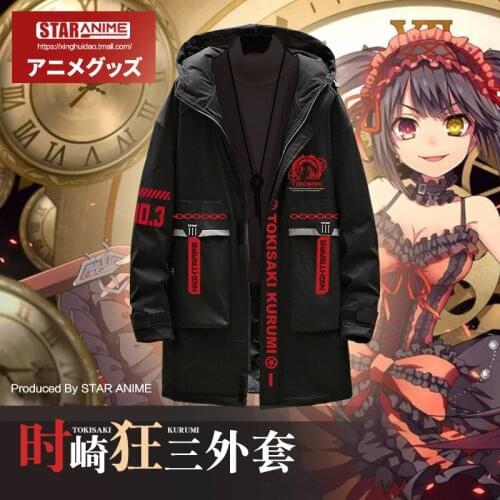 Anime DATE A LIVE Tokisaki Kurumi Casual Hooded Wind Coat Women Jacket Harajuku Fashion Autumn Winter Loose Tops Student Outwear