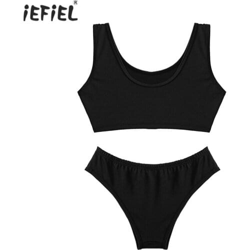 Womens Japanese Schoolgirl Uniform Crossdresser Role Play Costume Sexy Lingerie Sets Deep U Neck Sleeveless Vest Crop Top Briefs