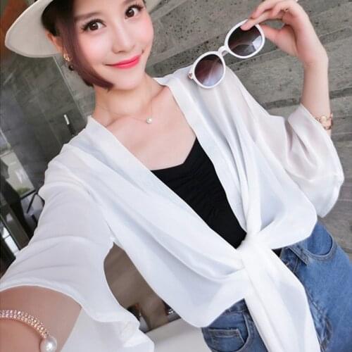 Women Thin Chiffon Cardigan Breathable Sun Protection Clothing Tops for Summer HSJ88