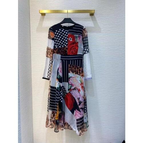 2021 Spring Summer Women Dresses Casual Long Sleeve High Elastic Flower Print Party Dress Female Dress Vestidos