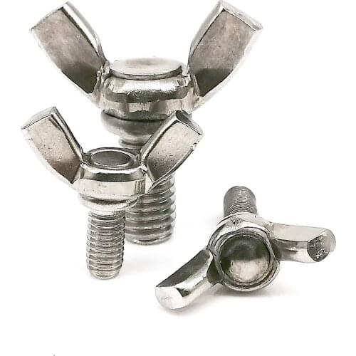 1/2/5/10pcs M3 M4 M5 M6 M8 M10 M12 304 Stainless Steel Hand Tighten Adjust Butterfly Ear Wing Head Thumbscrew Thumb Screw Bolt