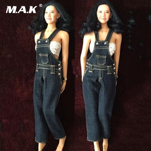 1/6 Scale 12 Inches Female Bodies Figures Belt Bib Pants Denim Jeans Accessories