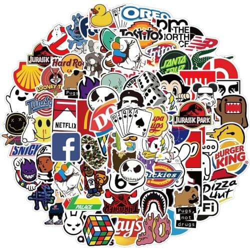 10/30/50PCS Cool Brand Logo Stickers Waterproof Skateboard Car Guitar Motorcycle Luggage Suitcase Graffiti DIY Sticker Kid Toy