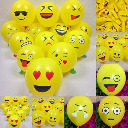10pcs / 12inch Yellow Smiley Latex Gas Expression Air Inflatable Wedding Decoration Birthday Balloons Christmas Party Supplies