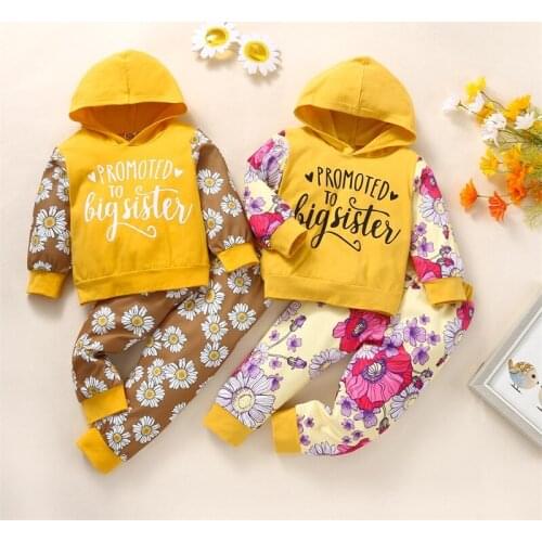 2PCS Kids Girls Hooded Autumn Clothing Sets Children Toddler Sweatshirt Pants Clothes Suits