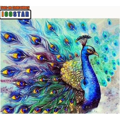 2018 diy diamond embroidery set full ROUND drill diamond painting 5d picture of stones wall decor peacock animals