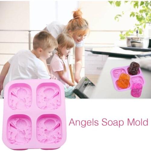 4 Grids 3D Baby Angel Mould DIY Handmade Soap Mold Clay Silicone Mold Cake Decoration Candy Pudding Muffin Mold