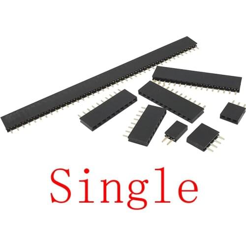 50Pcs 2.54mm Straight Single Row Female Socket PCB Board Pin Header Connector 2~40Pin 2.54 mm Pitch Assortment Kit for Arduino