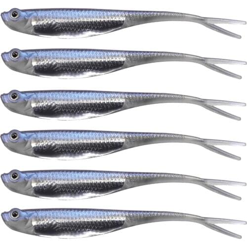 6pcs/lot Soft Jerk Bait 7.5cm 1.8g Jerk Shad Soft Swimbait Silicone Soft Lure Worm For Carp Fishing