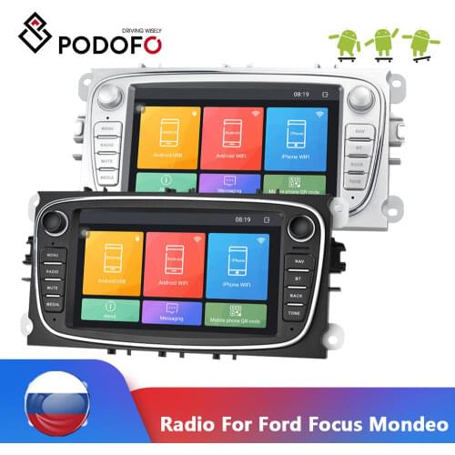 Podofo 2 Din Car Radio 7" Android 8.1 Autoradio Multimedia Player GPS WIFI MP5 FM For Ford Focus Mondeo C-MAX S-MAX Galaxy II