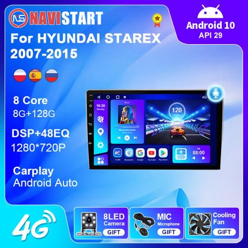 6G+128GAndroid 10 Car Radio Stereo For HYUNDAI STAREX 2007-2015 GPS Navigation Android Auto 4G WIFI Camera Carplay DVD Player